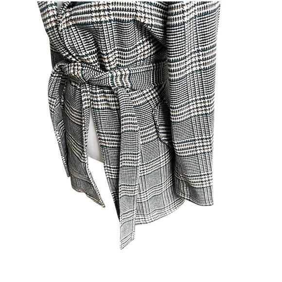 Love Tree Size Large Plaid Longline PeaCoat Belted Multicolor Pockets Preppy - Picture 9 of 13